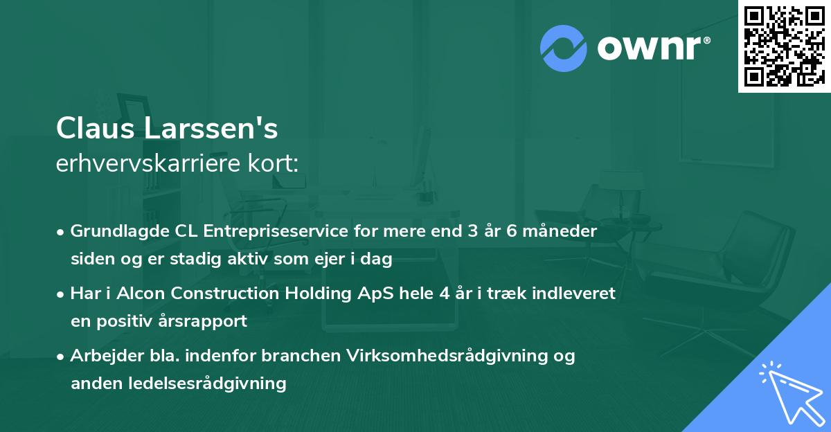 Claus Larssen's erhvervskarriere kort
