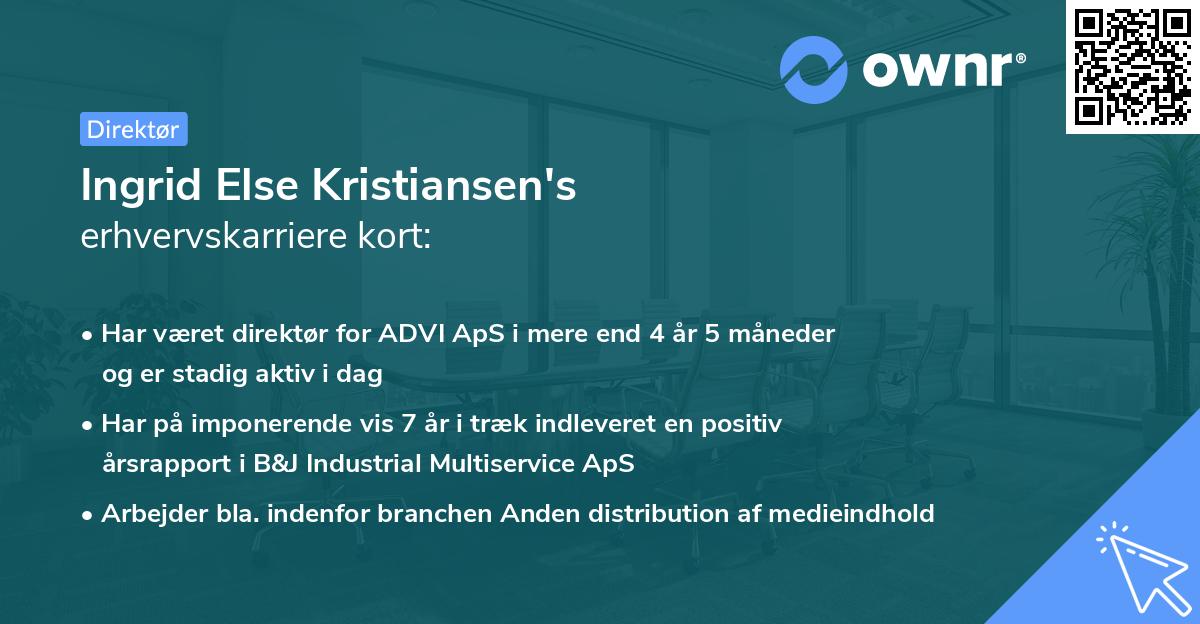 Ingrid Else Kristiansen's erhvervskarriere kort