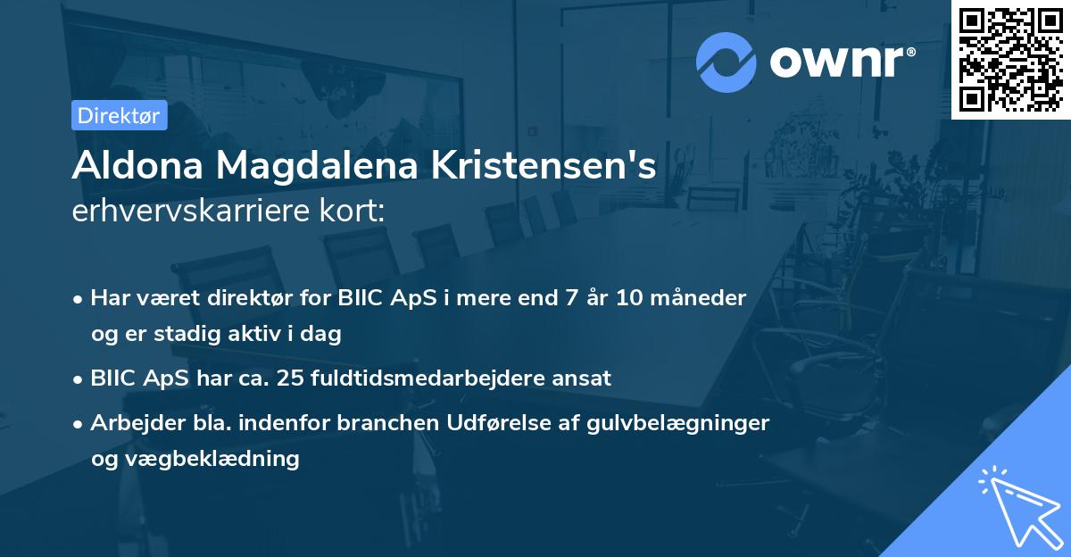 Aldona Magdalena Kristensen's erhvervskarriere kort