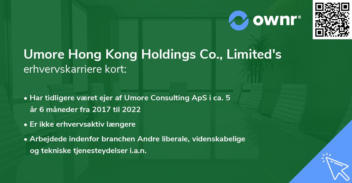 Umore Hong Kong Holdings Co., Limited's erhvervskarriere kort