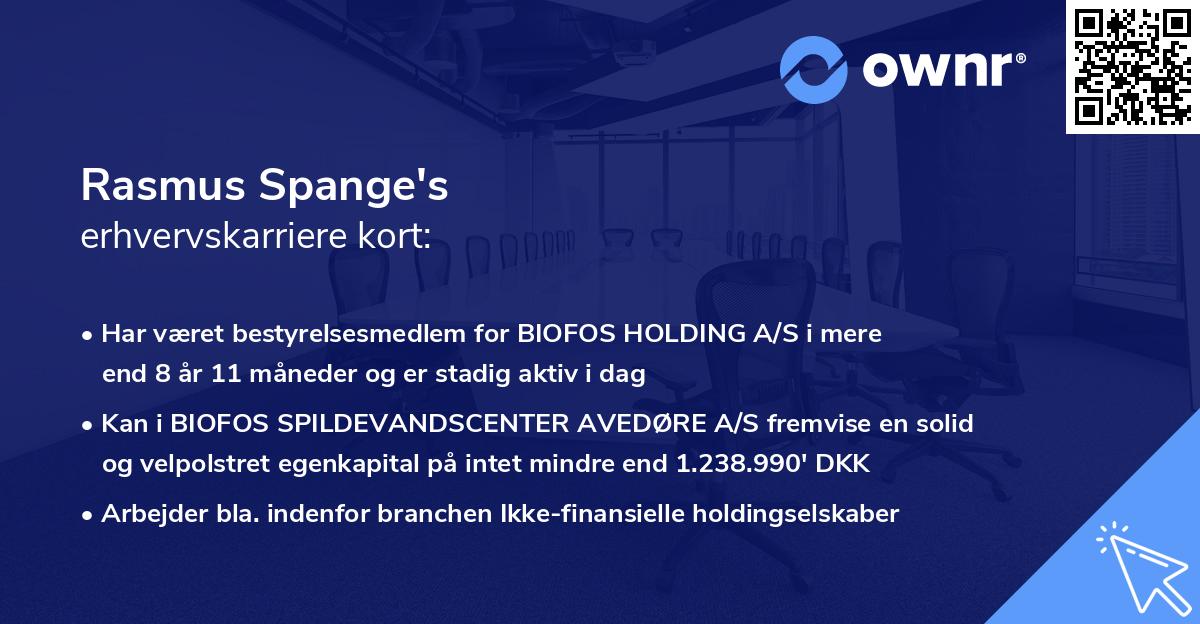 Rasmus Spange's erhvervskarriere kort