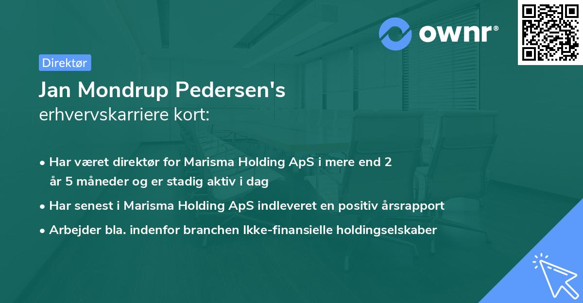 Jan Mondrup Pedersen's erhvervskarriere kort