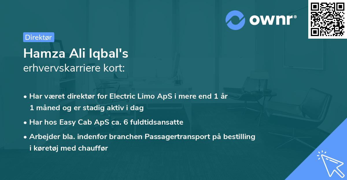 Hamza Ali Iqbal's erhvervskarriere kort