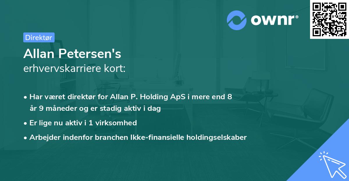 Allan Petersen's erhvervskarriere kort