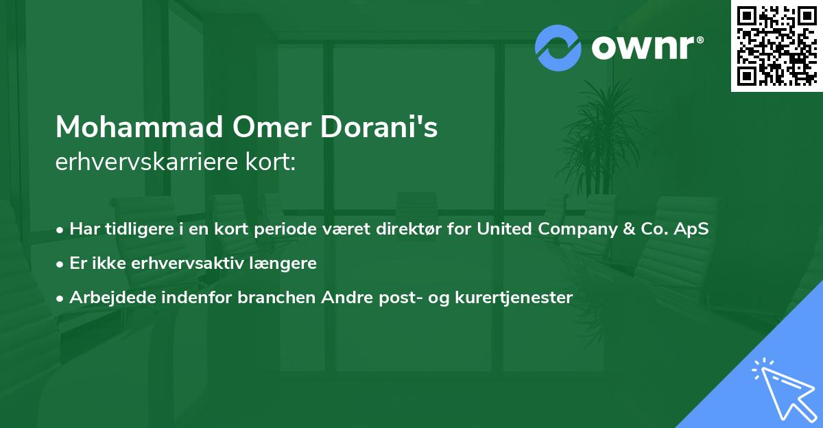 Mohammad Omer Dorani's erhvervskarriere kort