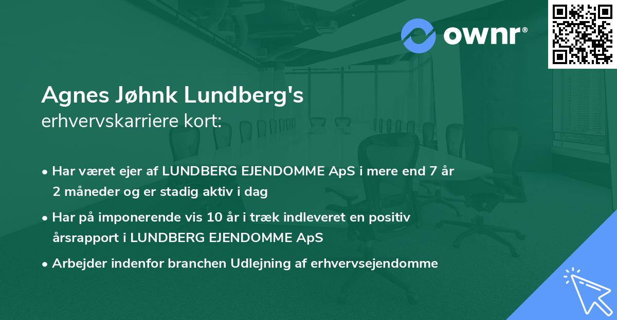 Agnes Jøhnk Lundberg's erhvervskarriere kort