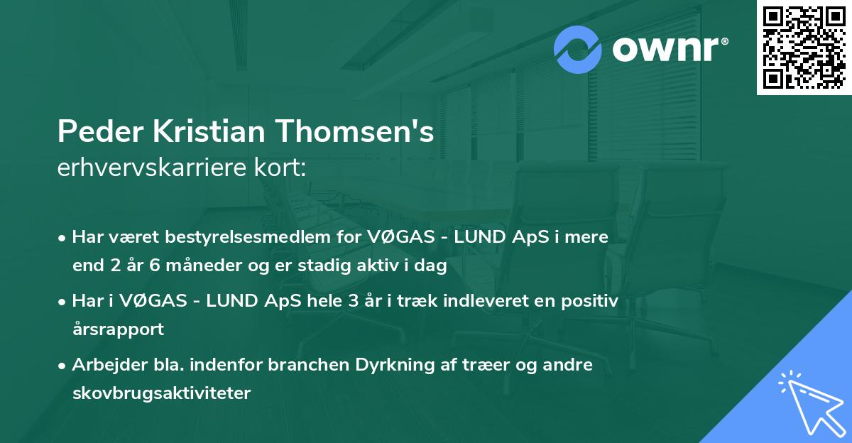 Peder Kristian Thomsen's erhvervskarriere kort