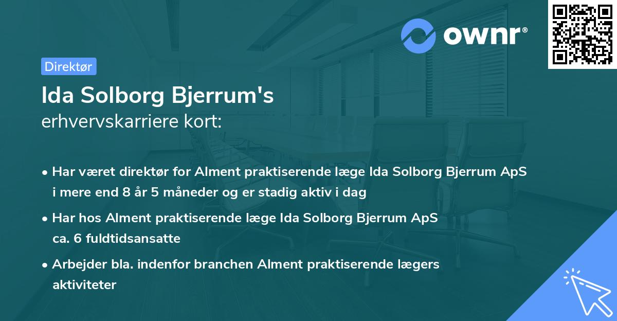 Ida Solborg Bjerrum's erhvervskarriere kort