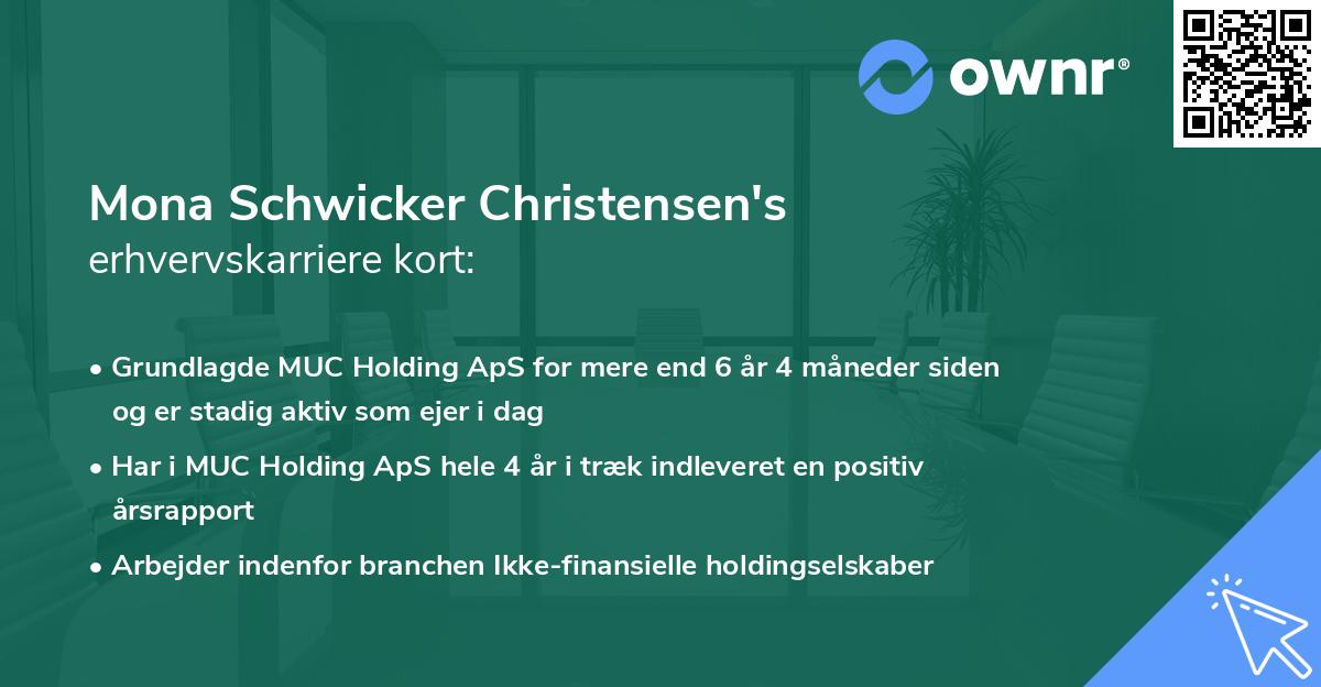 Mona Schwicker Christensen's erhvervskarriere kort