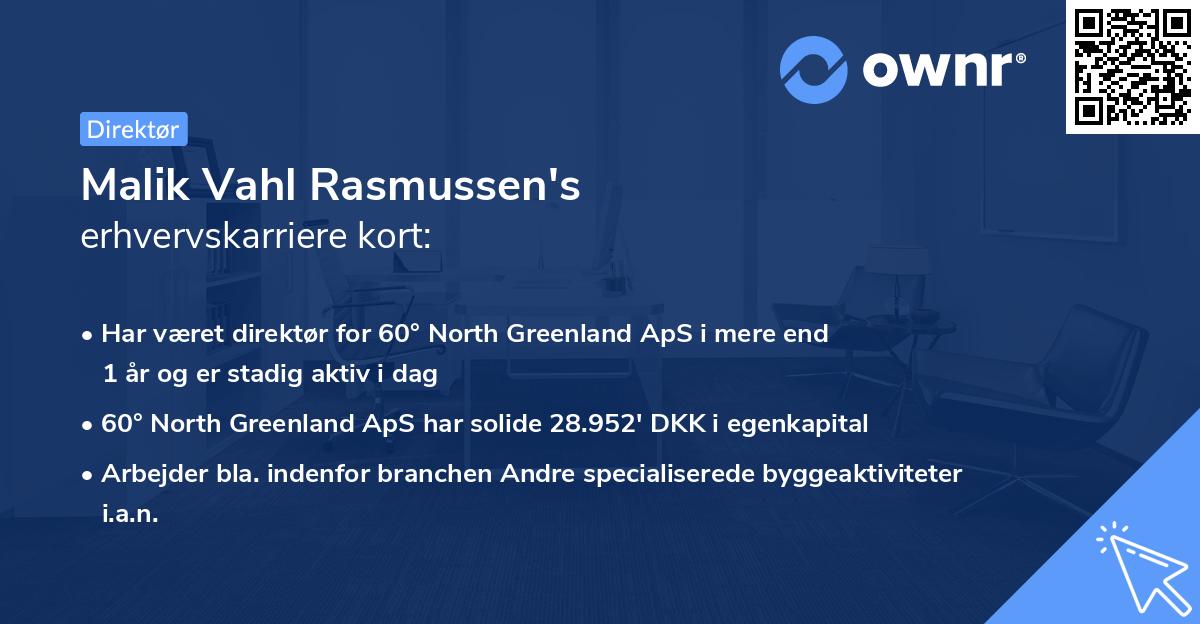 Malik Vahl Rasmussen's erhvervskarriere kort