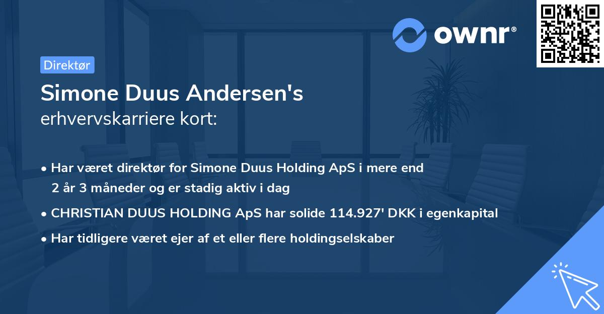 Simone Duus Andersen's erhvervskarriere kort