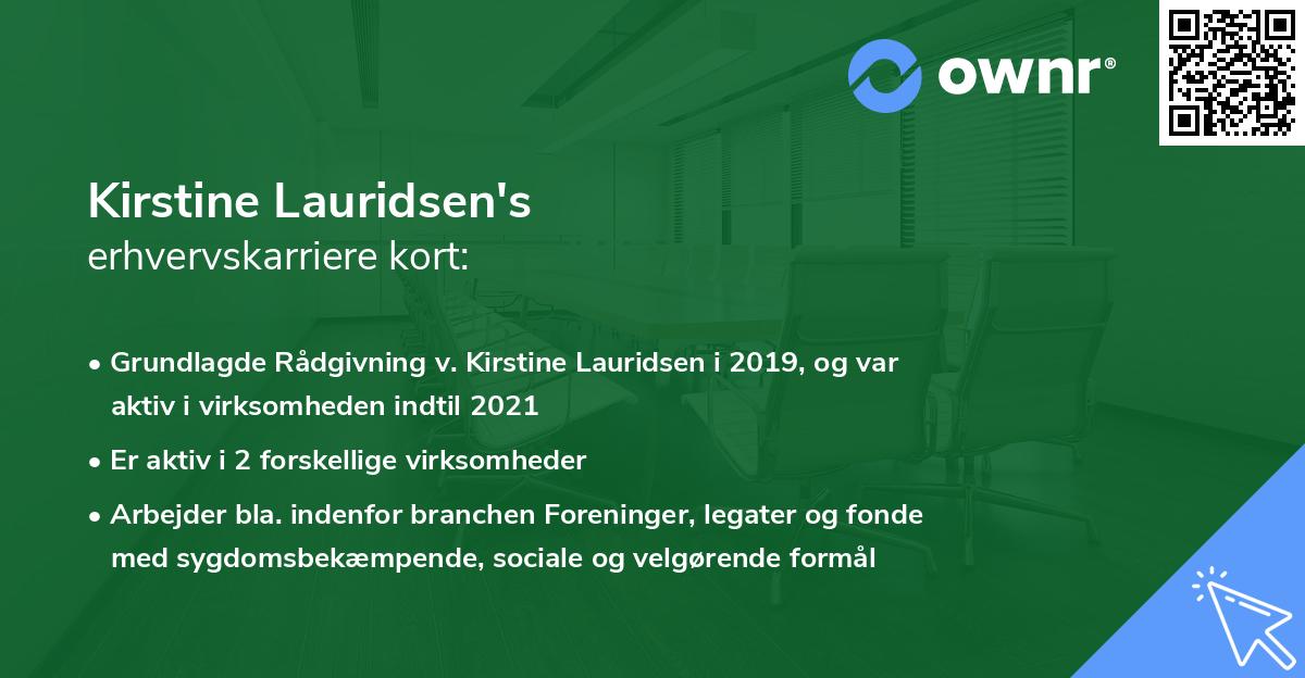 Kirstine Lauridsen's erhvervskarriere kort