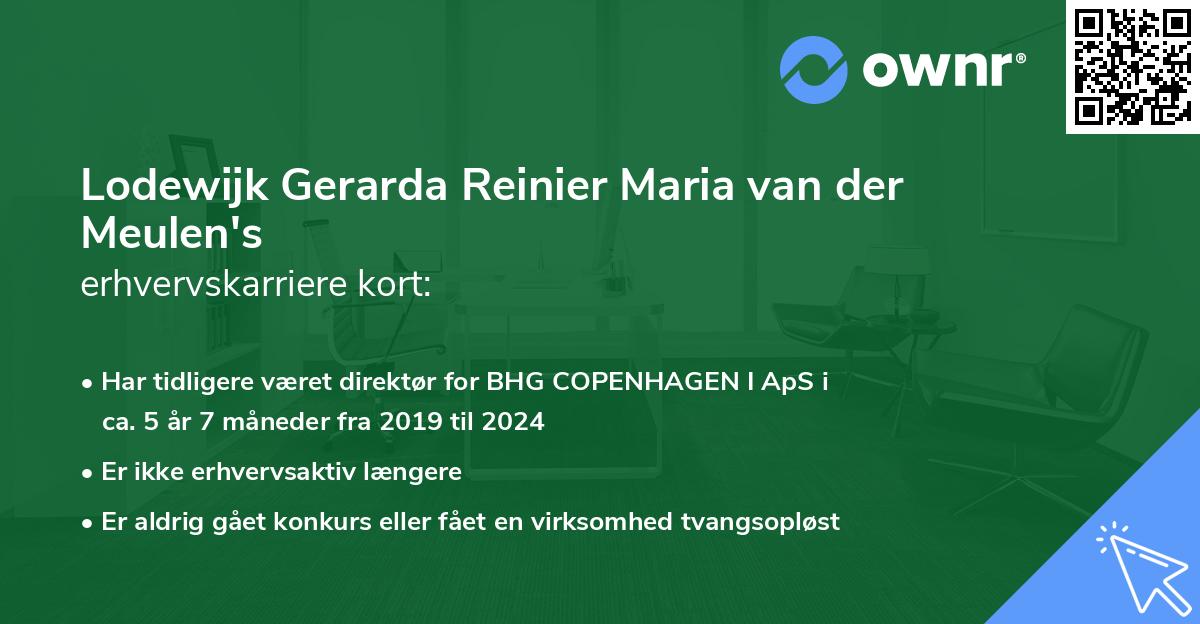 Lodewijk Gerarda Reinier Maria van der Meulen's erhvervskarriere kort