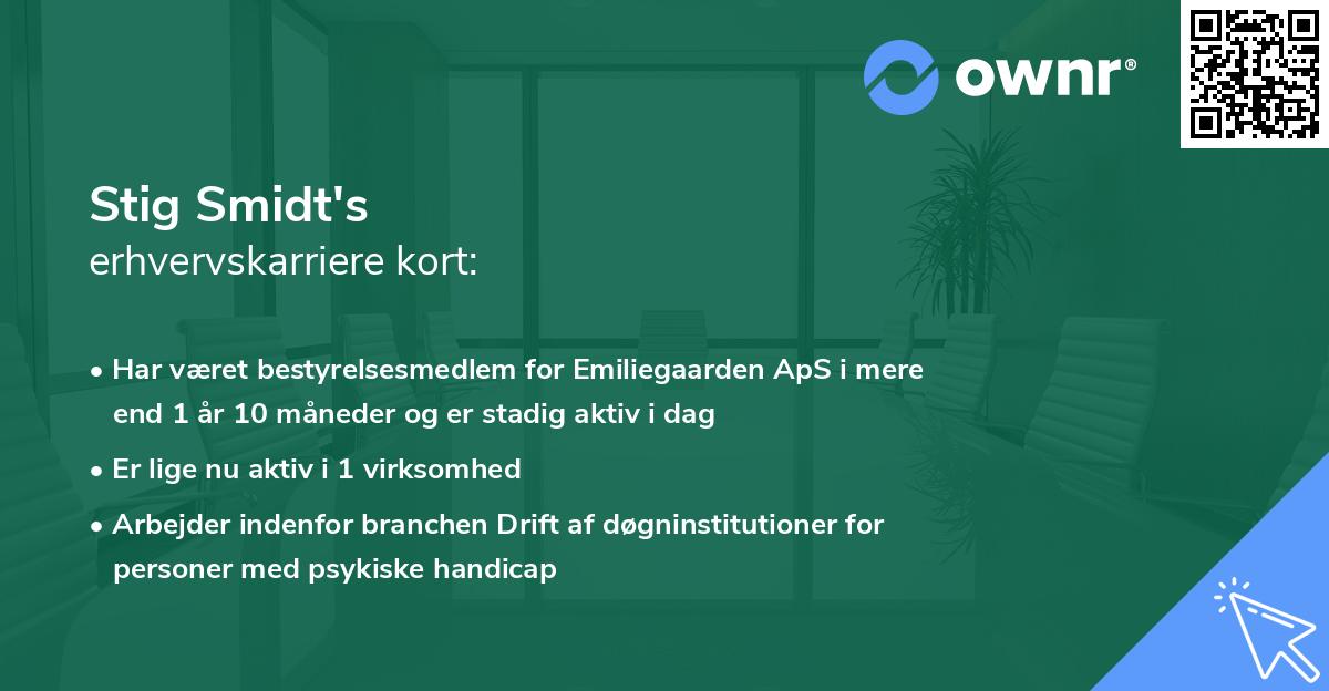Stig Smidt's erhvervskarriere kort