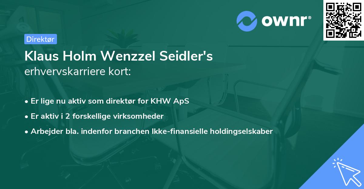 Klaus Holm Wenzzel Seidler's erhvervskarriere kort