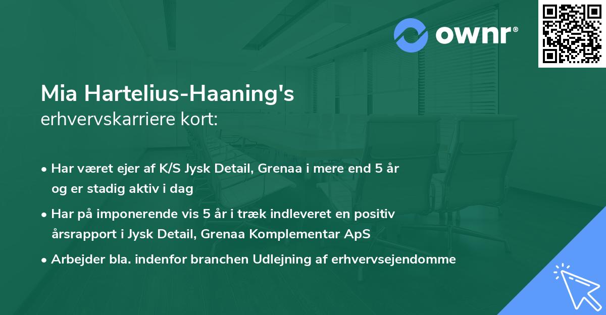 Mia Hartelius-Haaning's erhvervskarriere kort