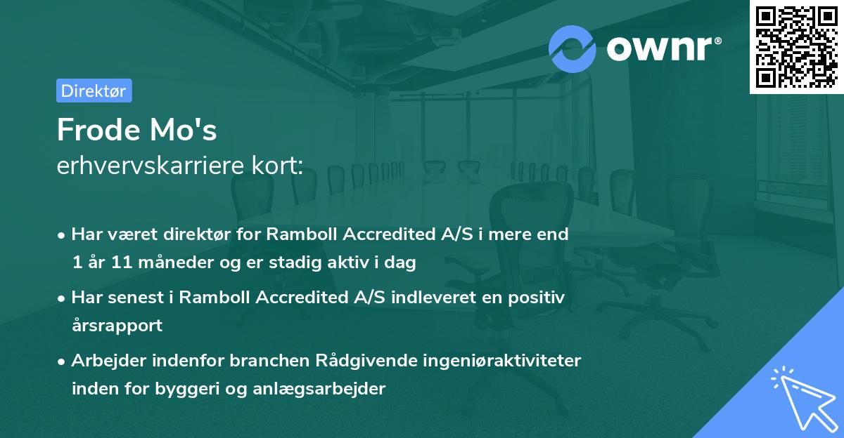 Frode Mo's erhvervskarriere kort