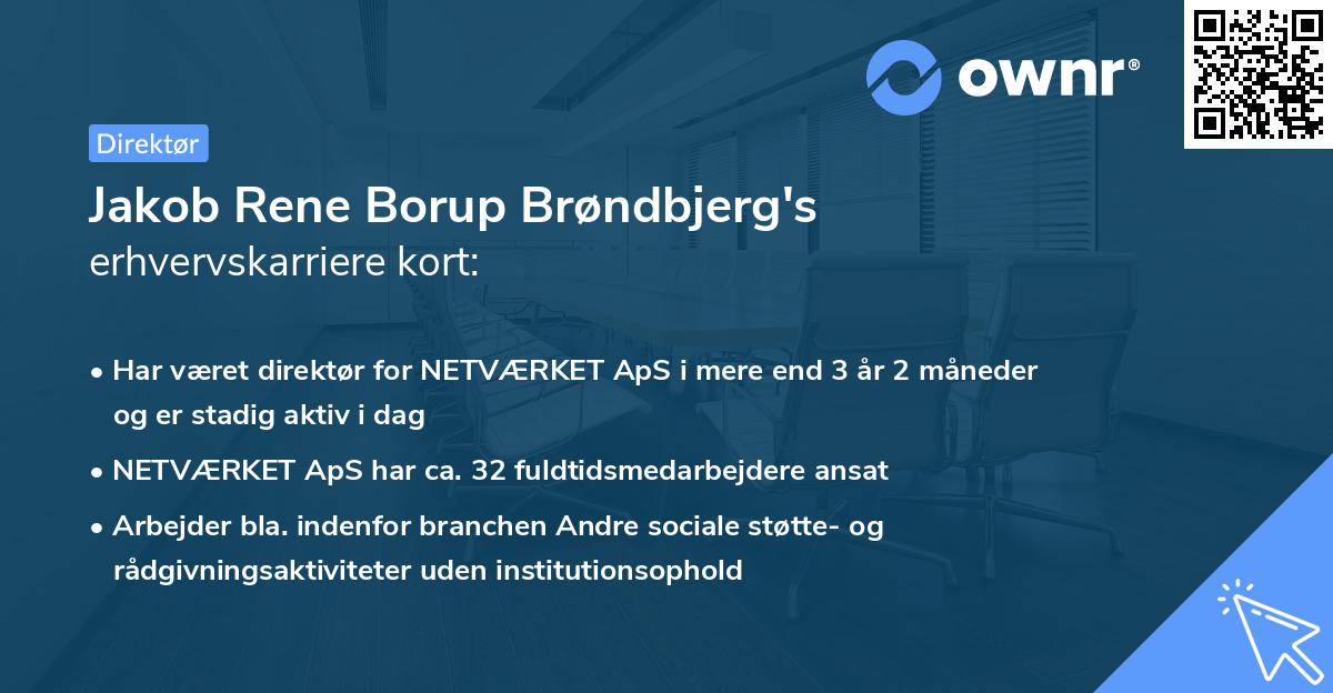 Jakob Rene Borup Brøndbjerg's erhvervskarriere kort