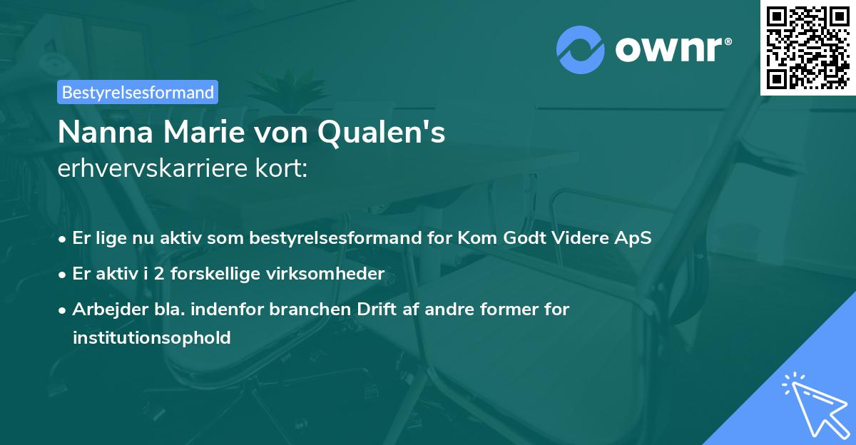 Nanna Marie von Qualen's erhvervskarriere kort
