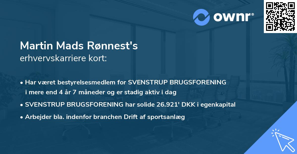 Martin Mads Rønnest's erhvervskarriere kort