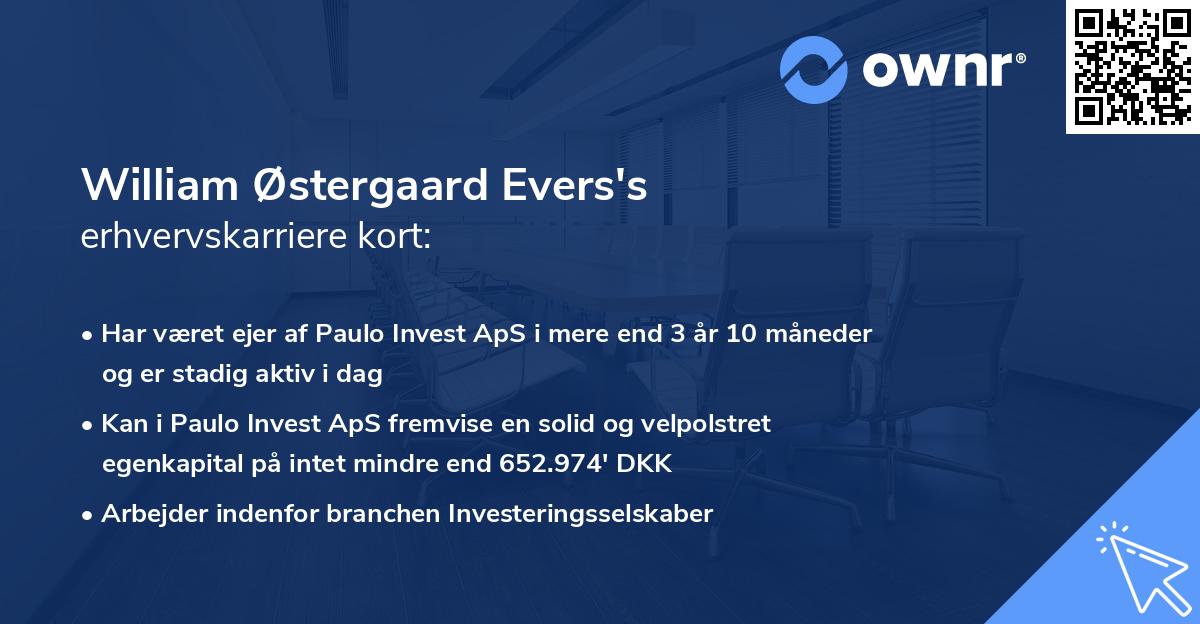 William Østergaard Evers's erhvervskarriere kort