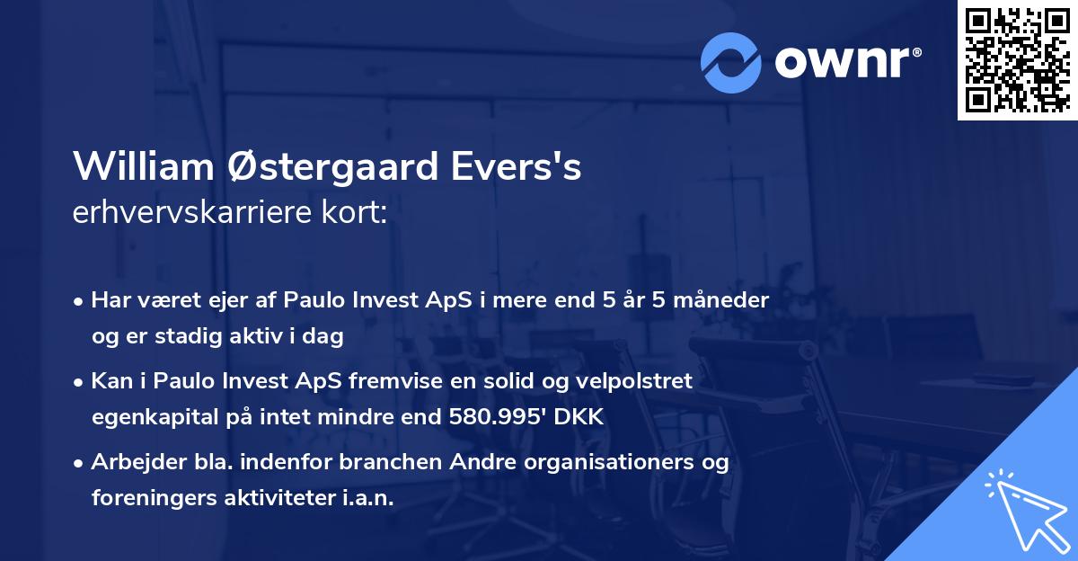 William Østergaard Evers's erhvervskarriere kort