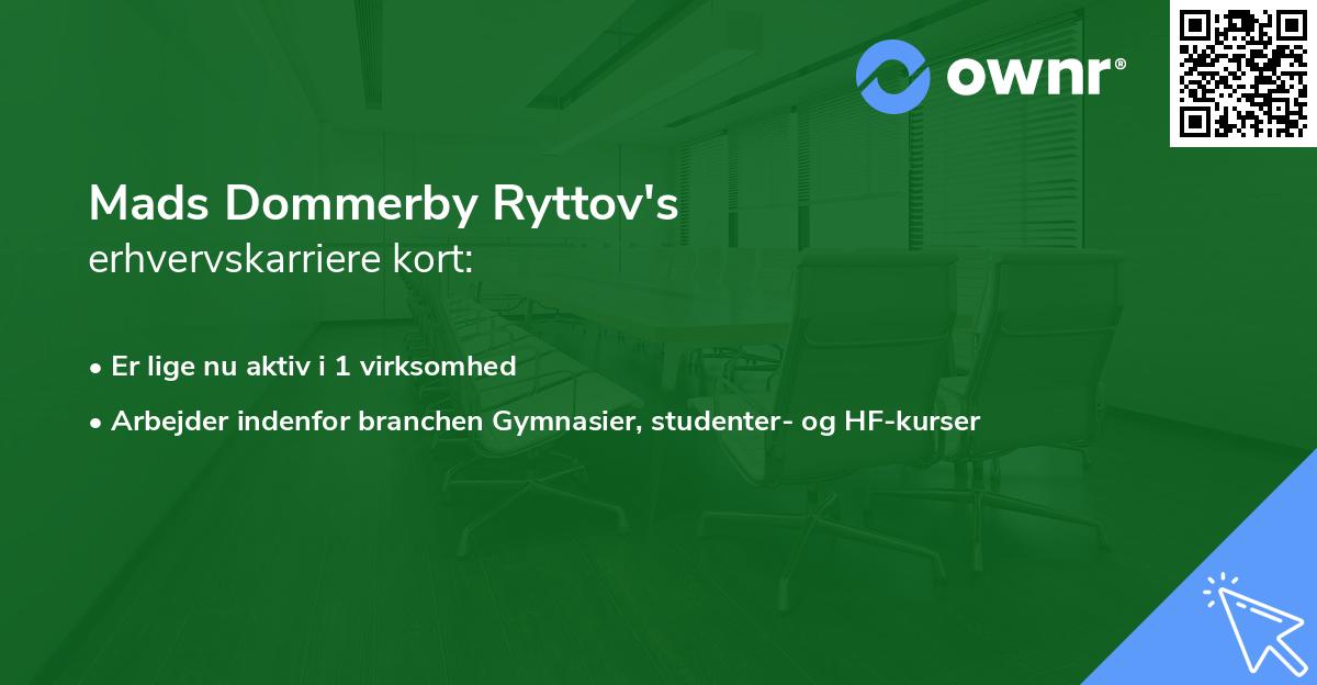 Mads Dommerby Ryttov's erhvervskarriere kort