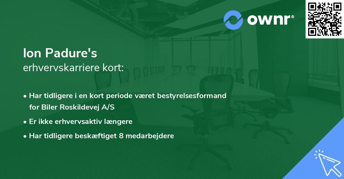 Ion Padure's erhvervskarriere kort