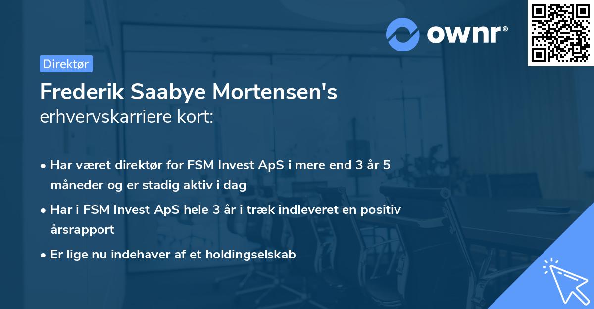 Frederik Saabye Mortensen's erhvervskarriere kort