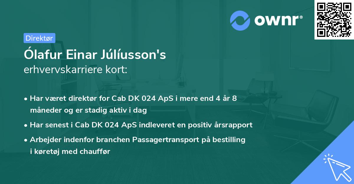 Ólafur Einar Júlíusson's erhvervskarriere kort