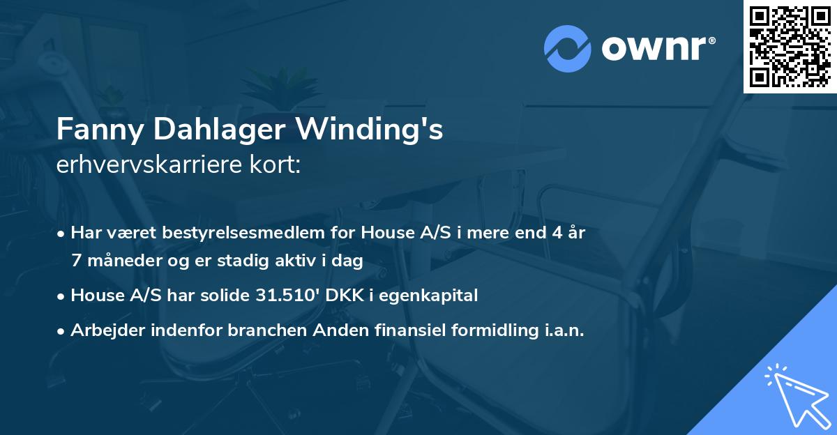 Fanny Dahlager Winding's erhvervskarriere kort