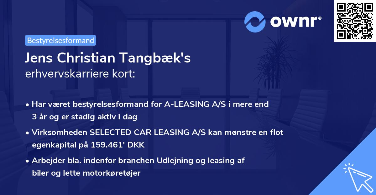 Jens Christian Tangbæk's erhvervskarriere kort