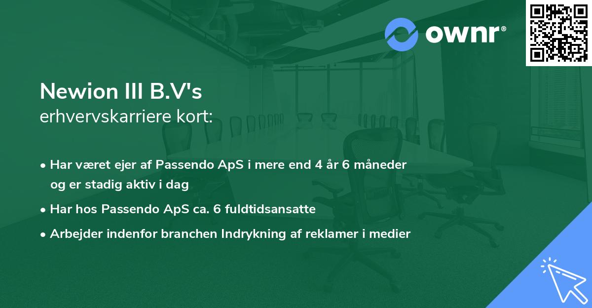 Newion III B.V's erhvervskarriere kort