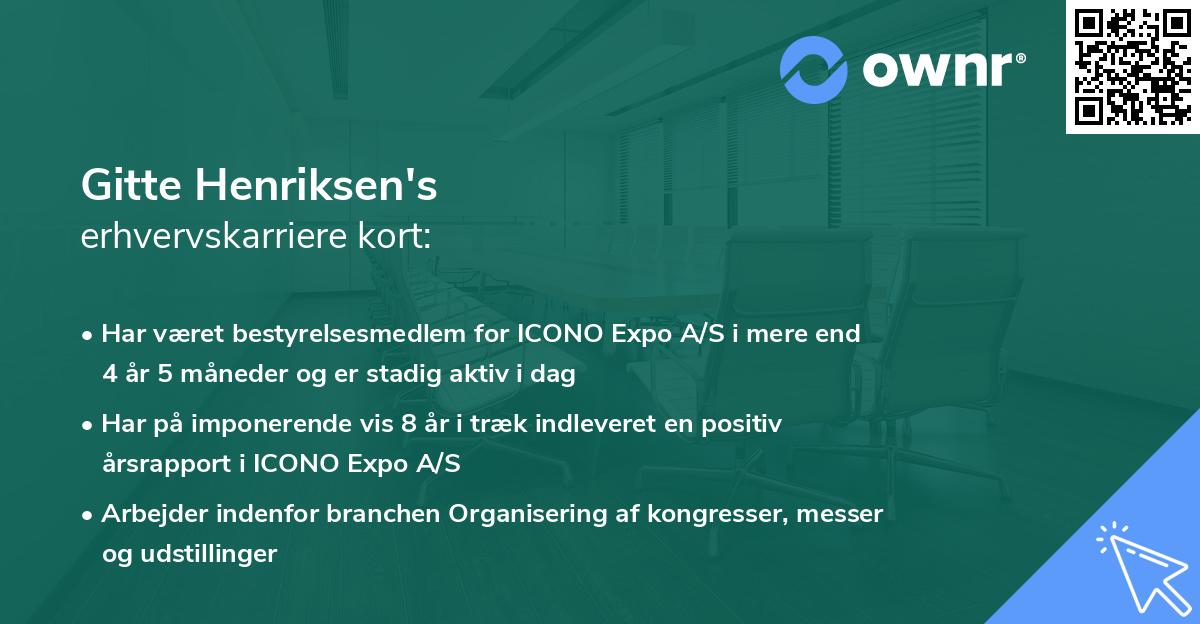 Gitte Henriksen's erhvervskarriere kort