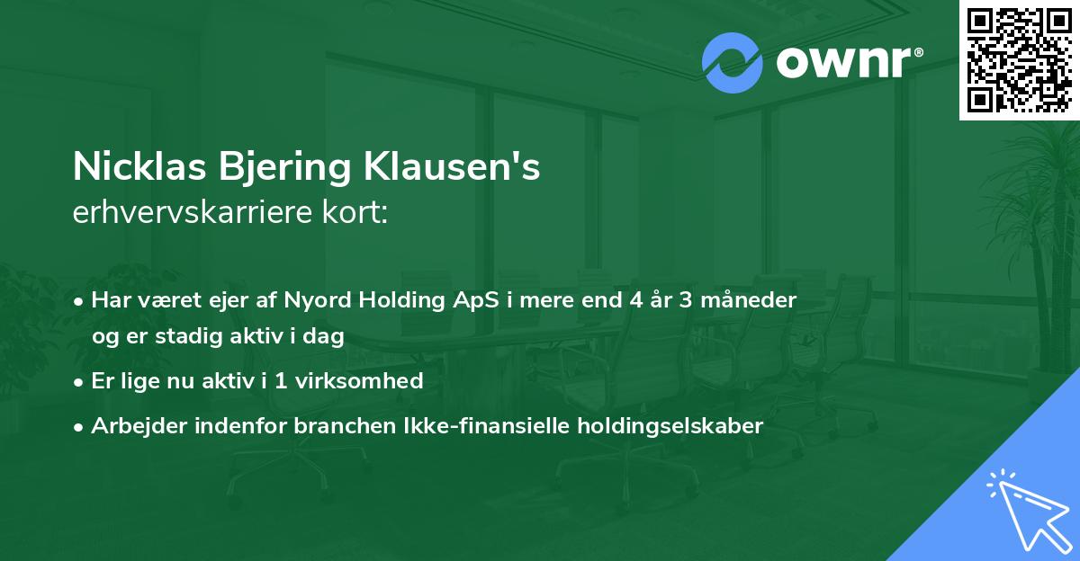 Nicklas Bjering Klausen's erhvervskarriere kort
