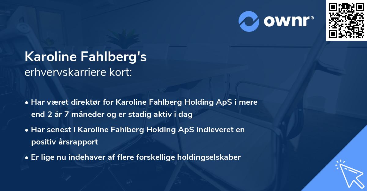 Karoline Fahlberg's erhvervskarriere kort