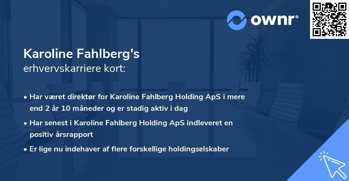 Karoline Fahlberg's erhvervskarriere kort