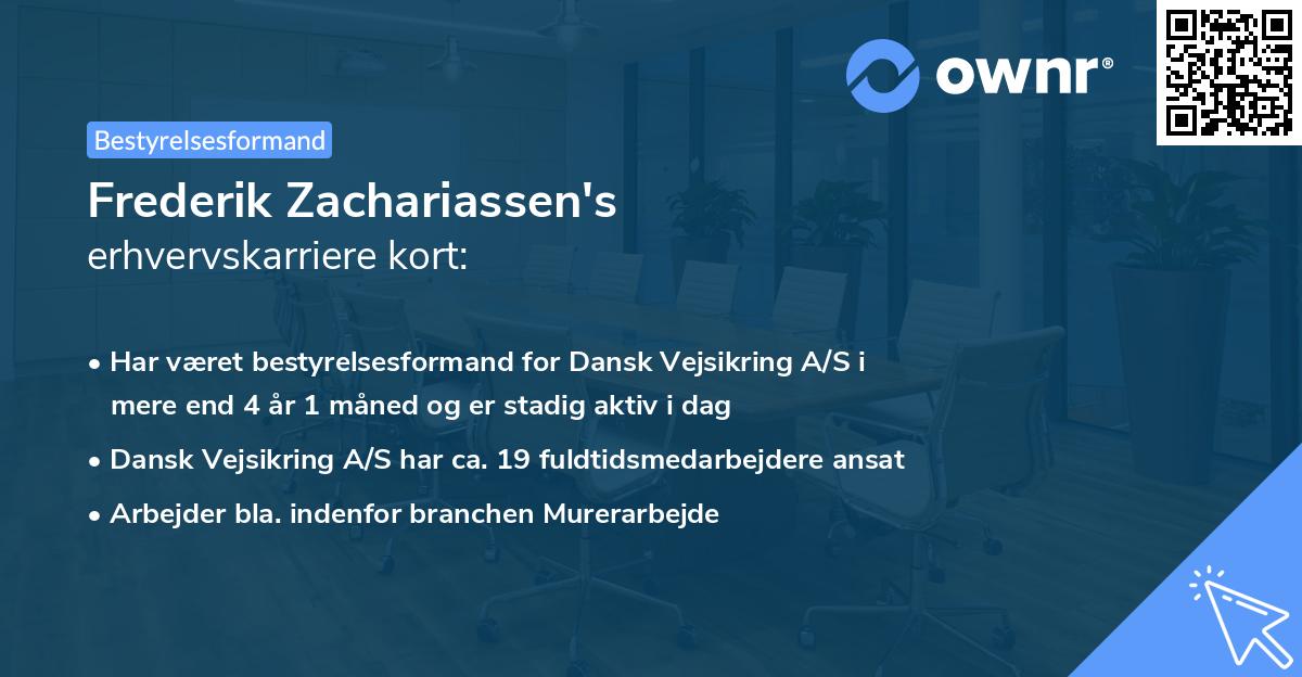 Frederik Zachariassen's erhvervskarriere kort