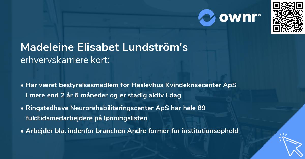 Madeleine Elisabet Lundström's erhvervskarriere kort