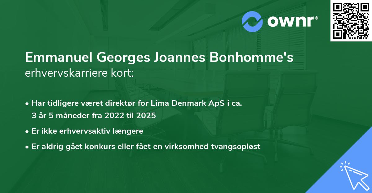 Emmanuel Georges Joannes Bonhomme's erhvervskarriere kort