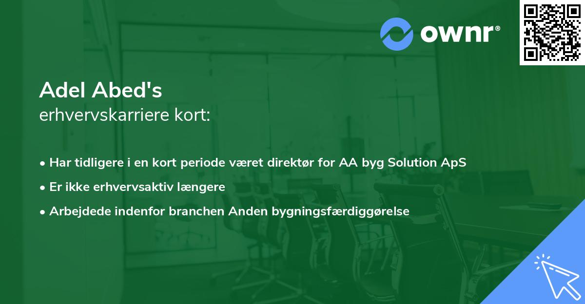 Adel Abed's erhvervskarriere kort