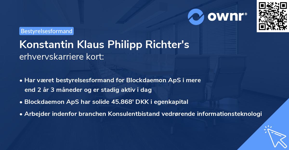 Konstantin Klaus Philipp Richter's erhvervskarriere kort