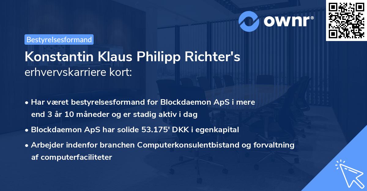 Konstantin Klaus Philipp Richter's erhvervskarriere kort