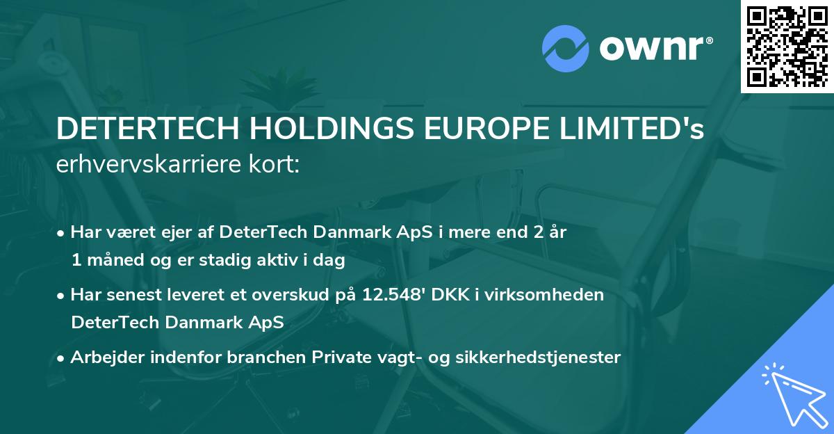 DETERTECH HOLDINGS EUROPE LIMITED's erhvervskarriere kort