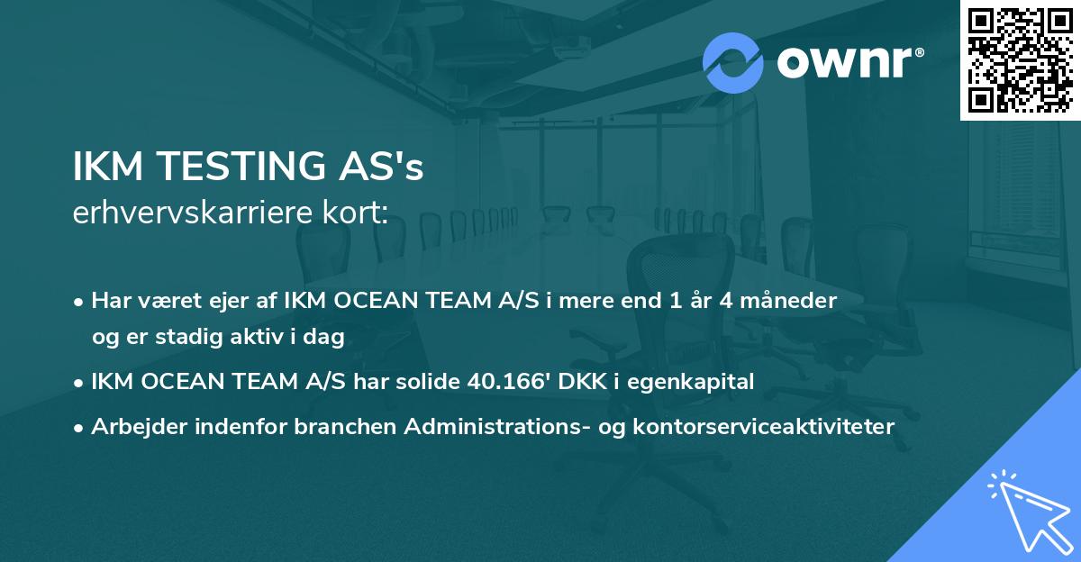 IKM TESTING AS's erhvervskarriere kort