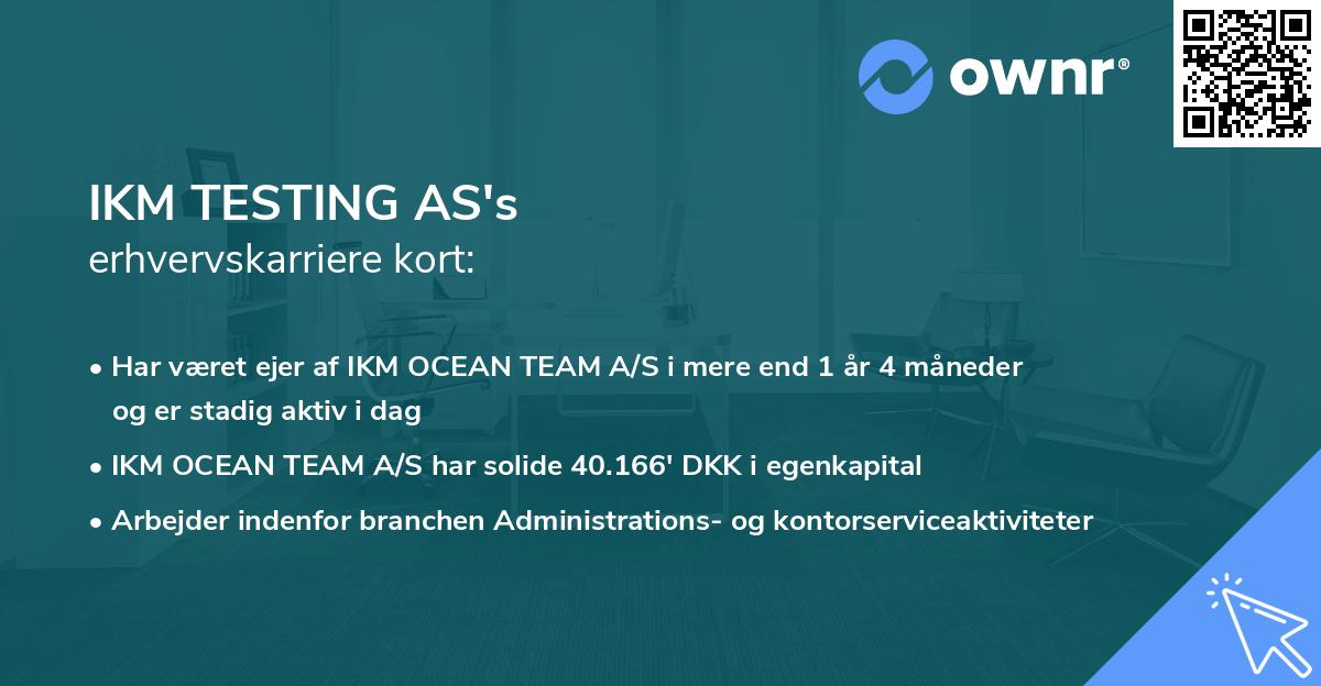 IKM TESTING AS's erhvervskarriere kort