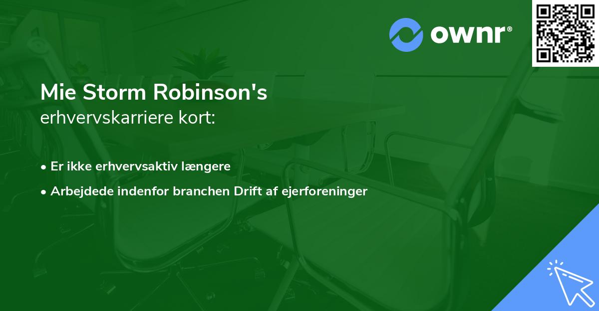 Mie Storm Robinson's erhvervskarriere kort