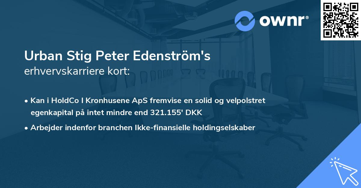 Urban Stig Peter Edenström's erhvervskarriere kort