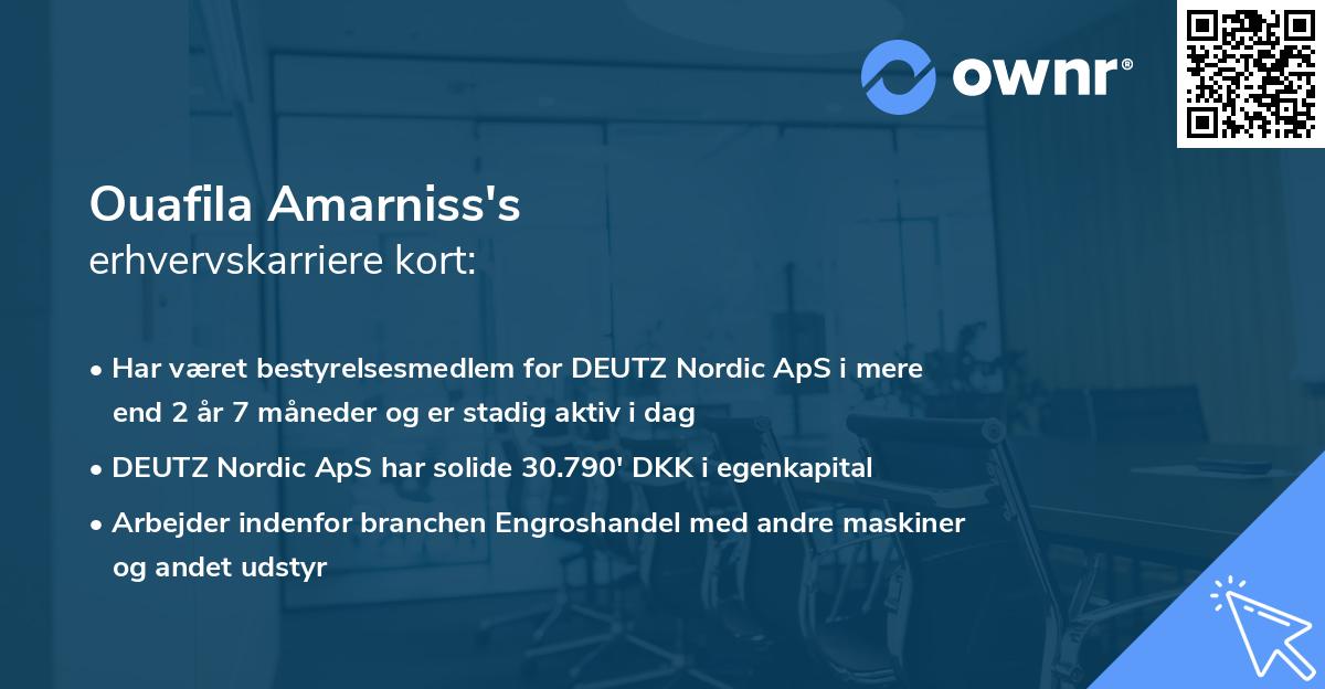 Ouafila Amarniss's erhvervskarriere kort