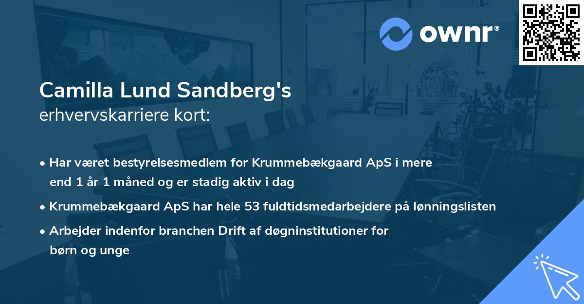 Camilla Lund Sandberg's erhvervskarriere kort